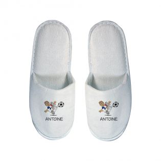 Pair of personalized slippers Text and Photo