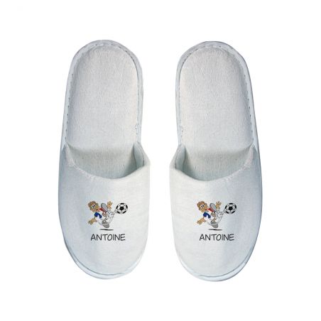 Pair of personalized slippers Text and Photo