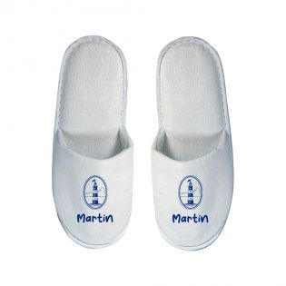 Pair of personalized slippers Text and Photo