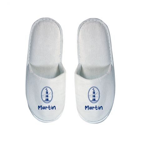 Pair of personalized slippers Text and Photo