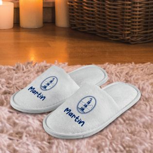 Pair of personalized slippers Text and Photo