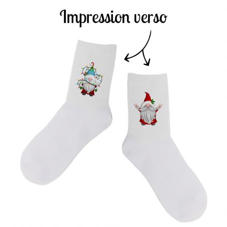 Pair of personalized white knee high socks | Santa Claus