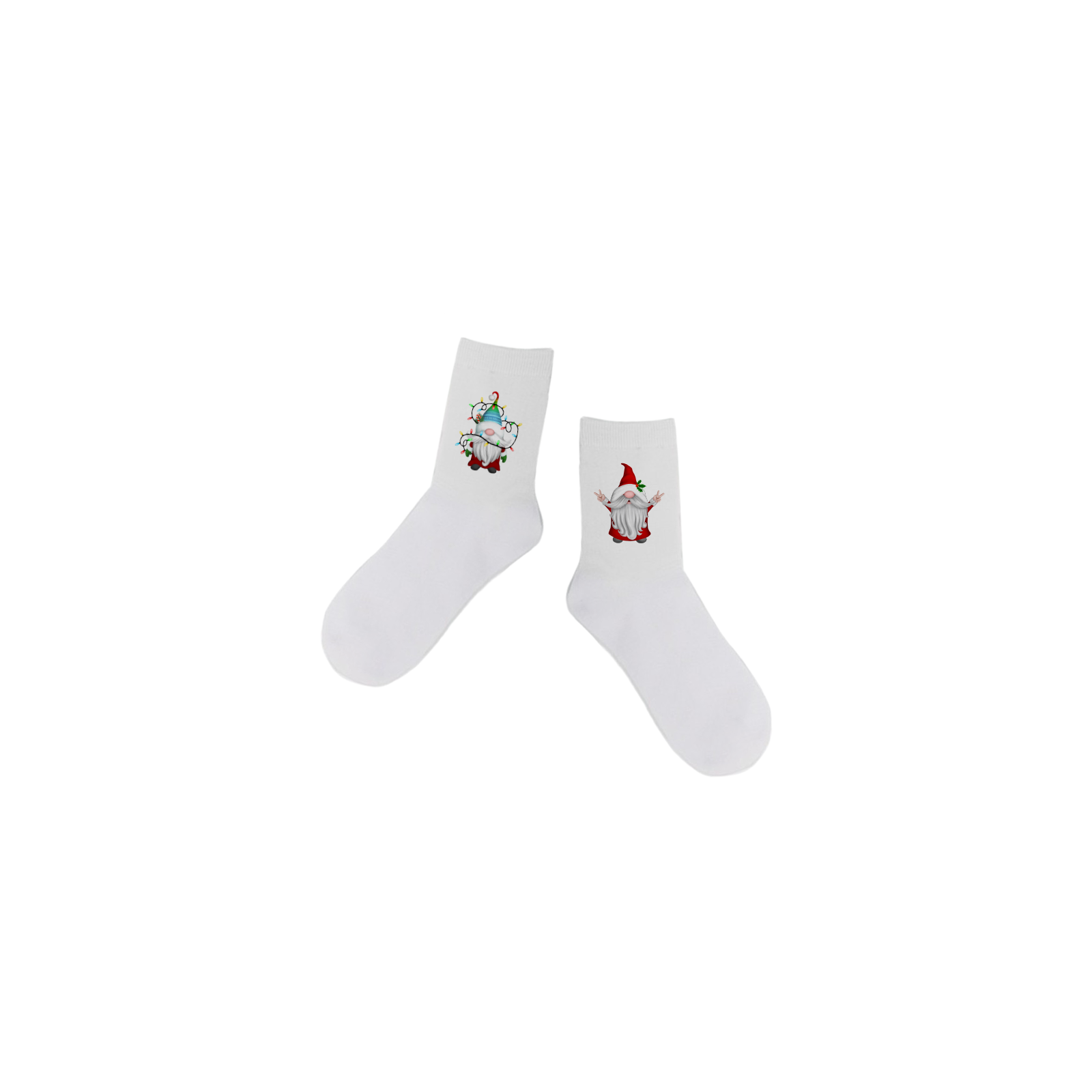 Pair of personalized white knee high socks | Santa Claus