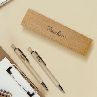 Personalized case + ballpoint pen & criterium | Maple wood