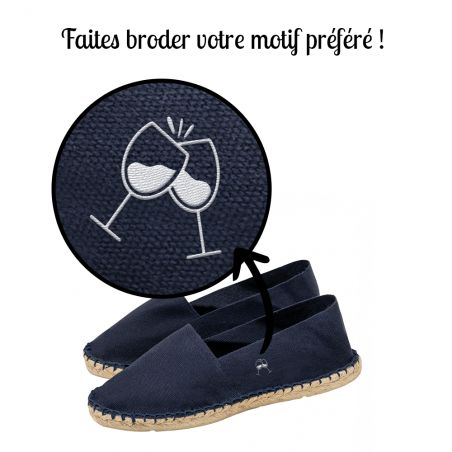 Espadrilles mixtes personnalisables avec broderie | Bleu Marine