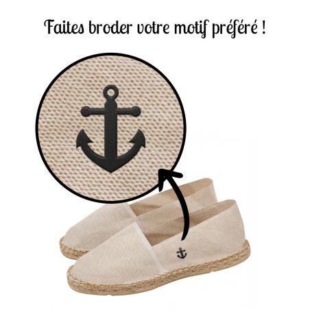 Espadrilles mixtes personnalisables avec broderie | Beige