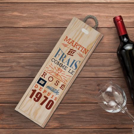 Personalized wooden wine crate with lid | Fresh like morning rosé - Men's model