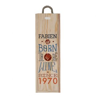 Personalized Wooden Wine Crate - Zipper Opening | Model Born to be wine