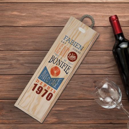 Personalized wooden wine crate | The good wine - Men