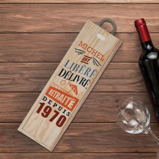 Personalized wooden wine crate for 1 bottle | Released retiree issued - Men's model