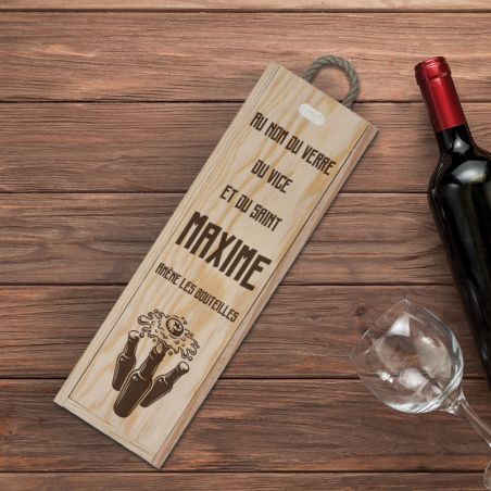 Humorous personalized wooden crate | Model In the name of glass brings back the bottles (beer)