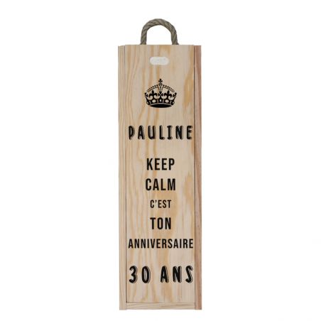 Engraved wooden wine crate for birthday | Keep Calm Model