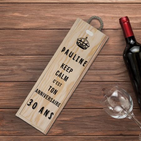 Engraved wooden wine crate for birthday | Keep Calm Model