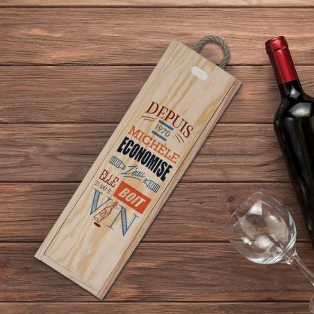 Personalized wooden wine crate for 1 bottle | Save water drink wine - Women's model