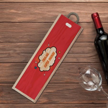 Personalized Wine Crate - Sliding Lid| Badaboom red