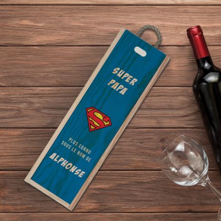 Personalized wooden decorative wine bottle crate | Superman