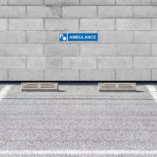 Parking sign · Parking reserved for ambulances · Exterior signage for store or business