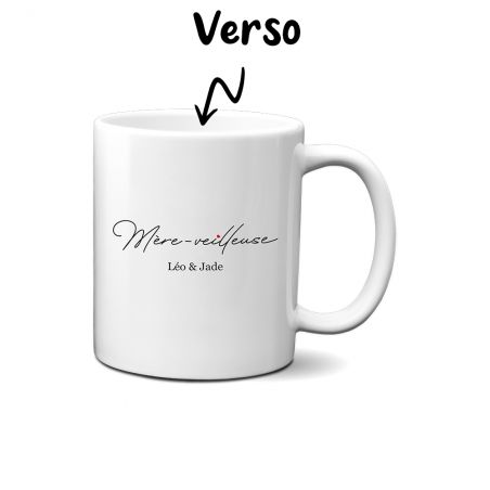 Mug en céramique blanc personnalisable "Mère-Veilleuse" · Cadeau anniversaire maman ou fête des mères