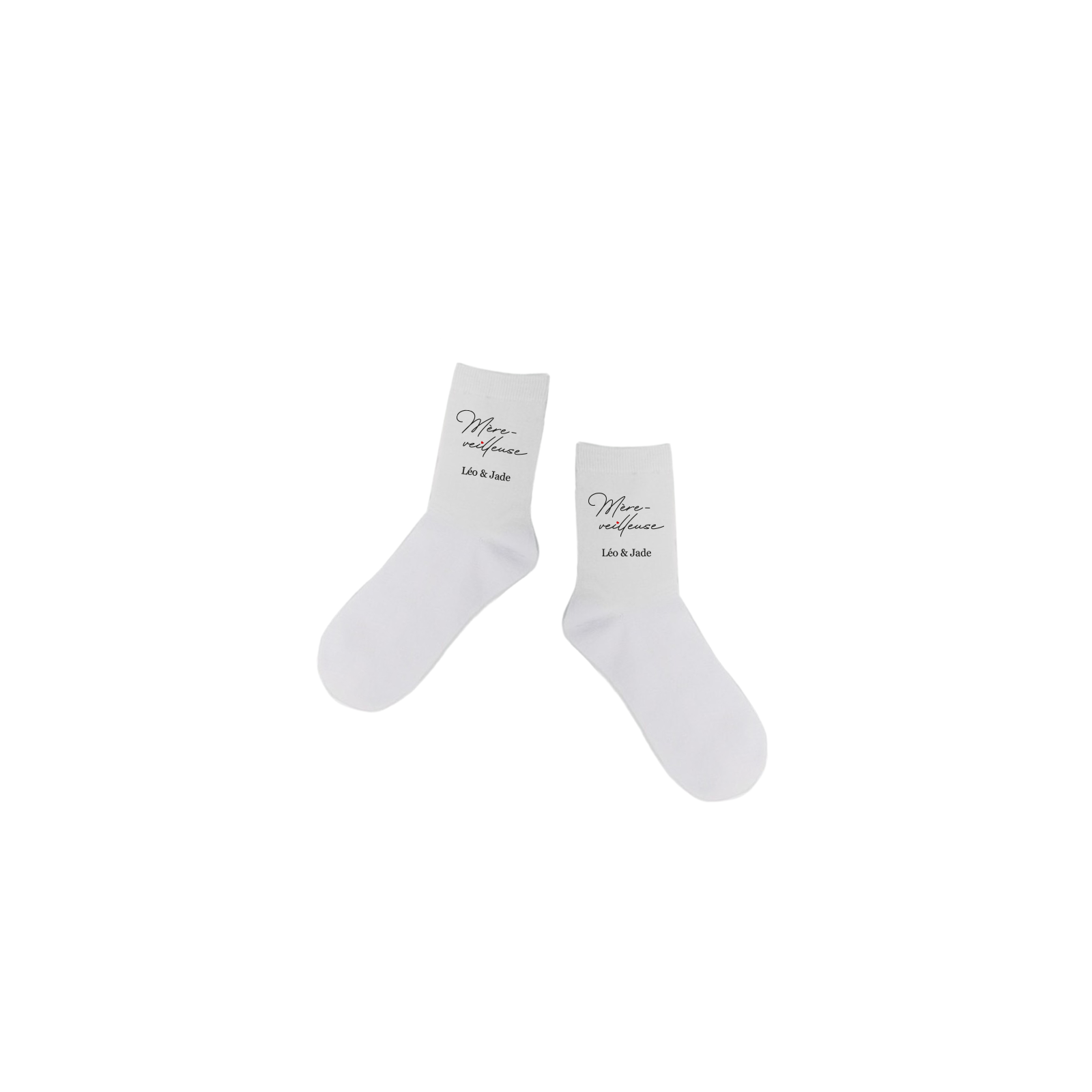 Paire de Chaussettes personnalisées · Modèle "Mère-Veilleuse" · Cadeau anniversaire maman ou fête des mères