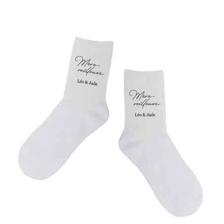 Pair of personalized socks · “Mother-Nightlight” model · Mom’s birthday or Mother’s Day gift