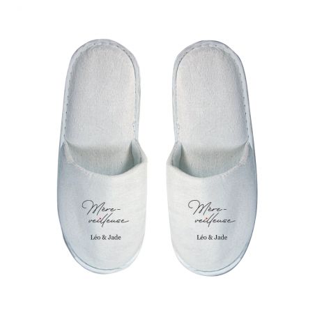 Paire de chaussons personnalisés · Modèle "Mère-Veilleuse" · Cadeau fête des mères 