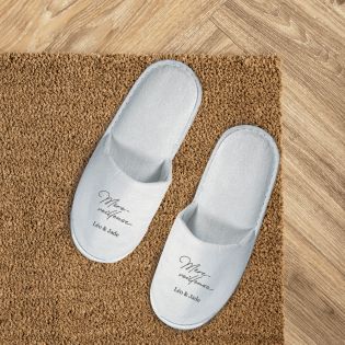 Paire de chaussons personnalisés · Modèle "Mère-Veilleuse" · Cadeau fête des mères 