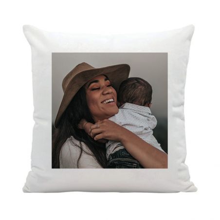 Coussin blanc Maman - Photo personnalisée | Carré 45 x 45 cm