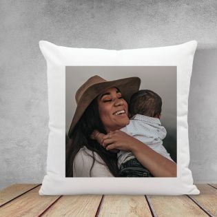 Coussin blanc Maman - Photo personnalisée | Carré 45 x 45 cm