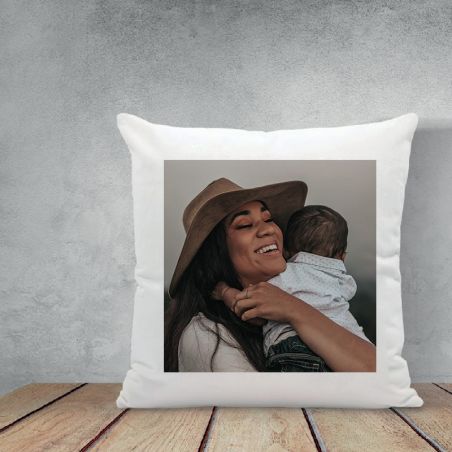 Coussin blanc Maman - Photo personnalisée | Carré 40 x 40 cm