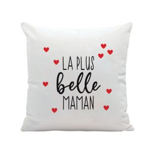 Coussin blanc Maman - Photo personnalisée | Carré 40 x 40 cm