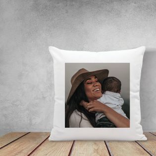 White cushion Mom - Personalized photo | Square 35 x 35 cm