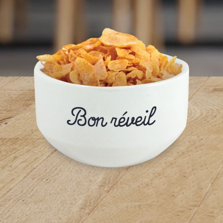 Personalizable breakfast bowl with first name, text and photo