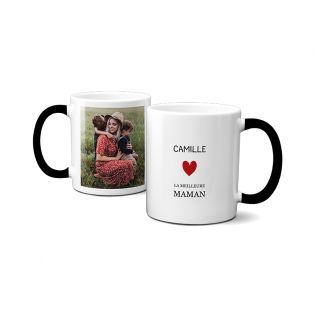 Customizable heat-reactive magic mug with text and photo · Color-changing mug