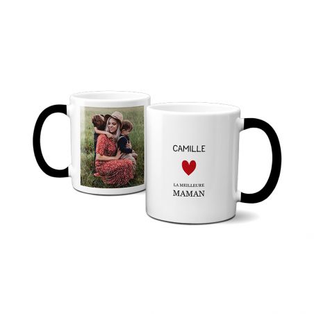 Customizable heat-reactive magic mug with text and photo · Color-changing mug