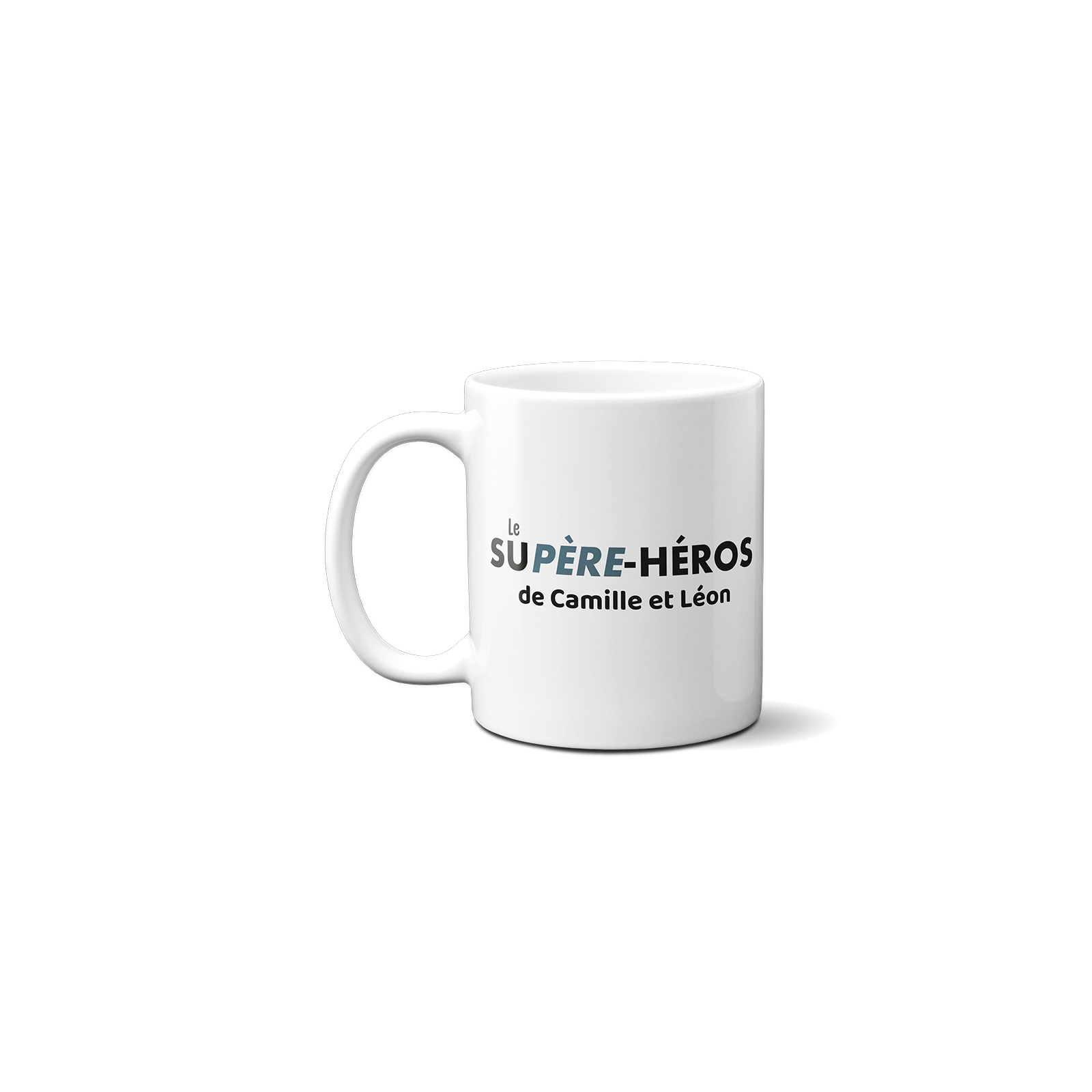 White ceramic mug personalized with Text · Superhero · Father’s Day or Birthday gift