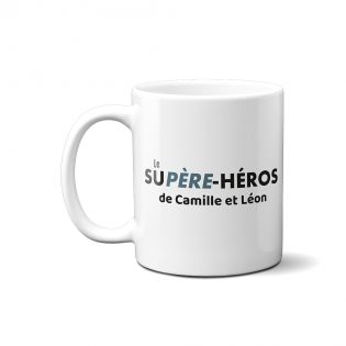 Mug en céramique blanc personnalisé avec Texte · Supère-Héros · Cadeau fête des pères ou Anniversaire