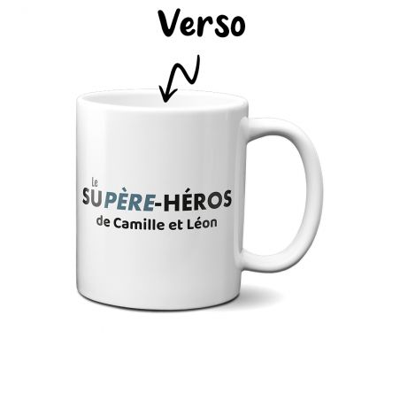 Mug en céramique blanc personnalisé avec Texte · Supère-Héros · Cadeau fête des pères ou Anniversaire