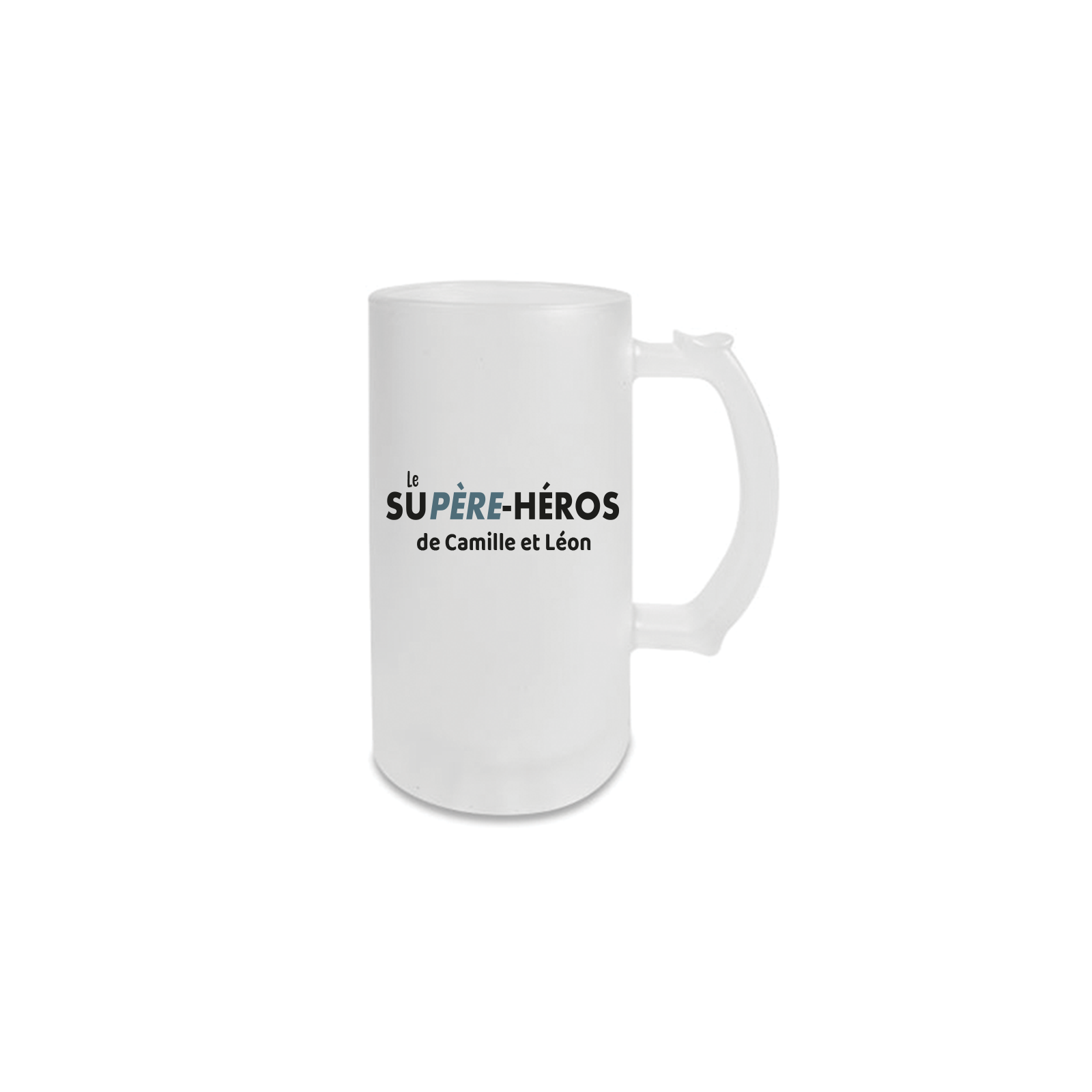 Customizable mug - Frosted beer glass · 500 mL · Superhero · Dad's birthday or Father's Day gift