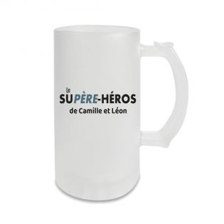 Customizable mug - Frosted beer glass · 500 mL · Superhero · Dad's birthday or Father's Day gift