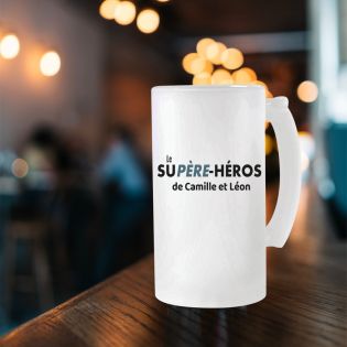 Customizable mug - Frosted beer glass · 500 mL · Superhero · Dad's birthday or Father's Day gift