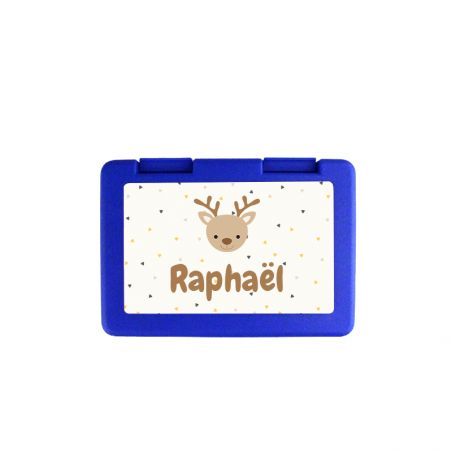 Personalizable children's snack box with first name and animal motif