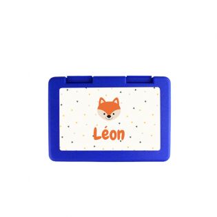 Personalizable children's snack box with first name and animal motif