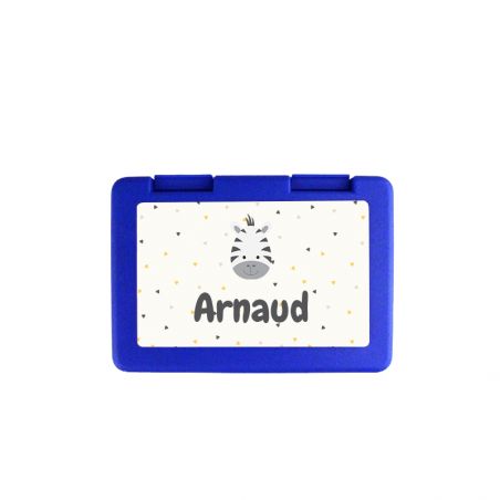 Personalizable children's snack box with first name and animal motif