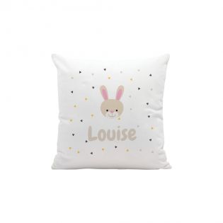 Coussin décoratif 40 x 40 cm pour chambre d'enfant personnalisable avec prénom et motif animal