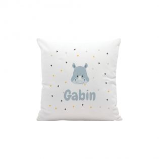 Coussin décoratif 40 x 40 cm pour chambre d'enfant personnalisable avec prénom et motif animal