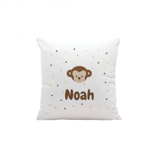 Coussin décoratif 40 x 40 cm pour chambre d'enfant personnalisable avec prénom et motif animal