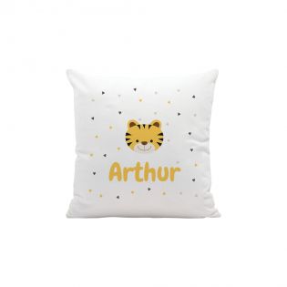 Coussin décoratif 40 x 40 cm pour chambre d'enfant personnalisable avec prénom et motif animal