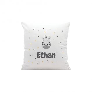 Coussin décoratif 40 x 40 cm pour chambre d'enfant personnalisable avec prénom et motif animal