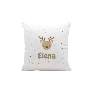 Coussin décoratif 40 x 40 cm pour chambre d'enfant personnalisable avec prénom et motif animal