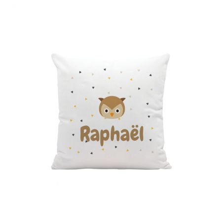 Coussin décoratif 40 x 40 cm pour chambre d'enfant personnalisable avec prénom et motif animal